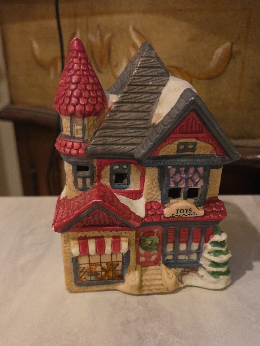 Holiday Village Toy Shop Decorative House - Red and Cream